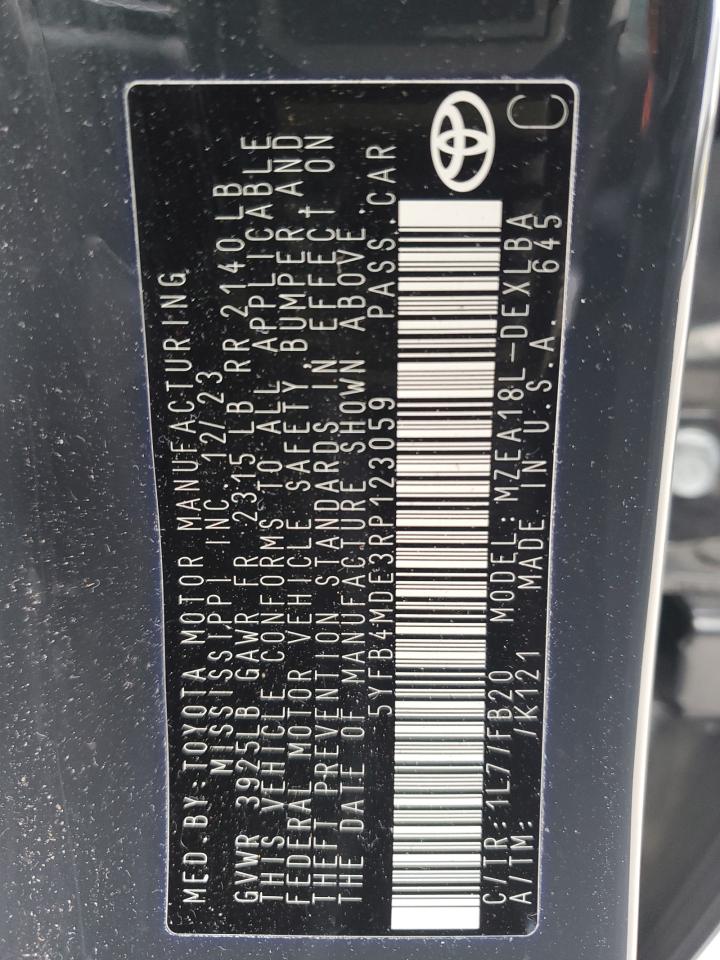 2024 TOYOTA COROLLA LE VIN:53FBE1623RF086522