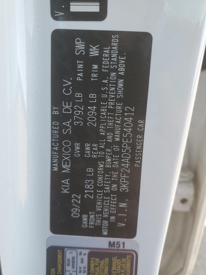 2023 KIA FORTE LX VIN:3KPF24AD5PE540412