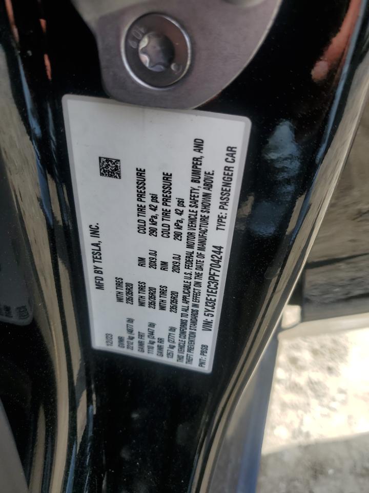 2023 TESLA MODEL 3 VIN:5YJ3E1EC3PF704244