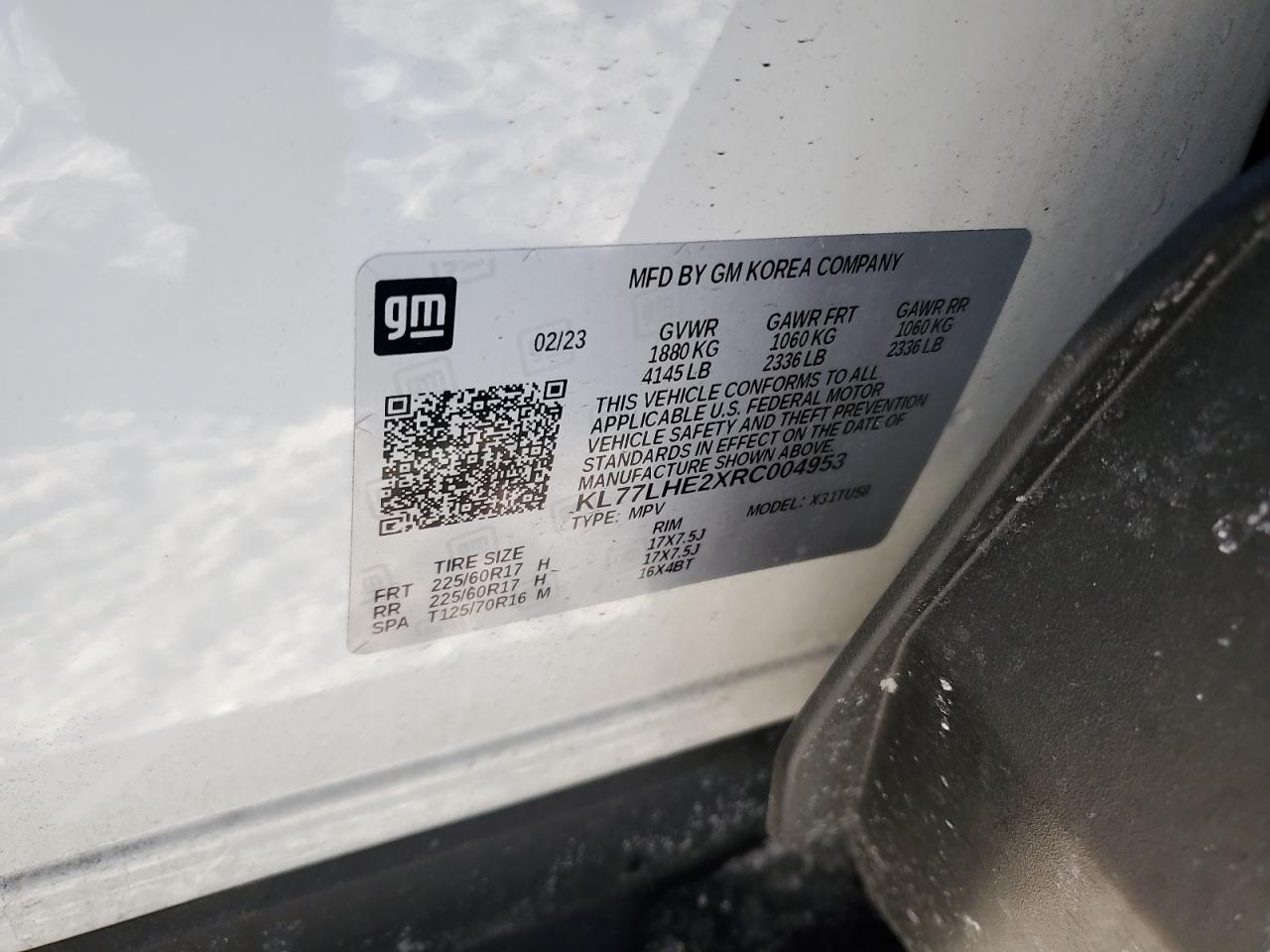 2024 CHEVROLET TRAX 1LT VIN:5J6RM4H99FL101450