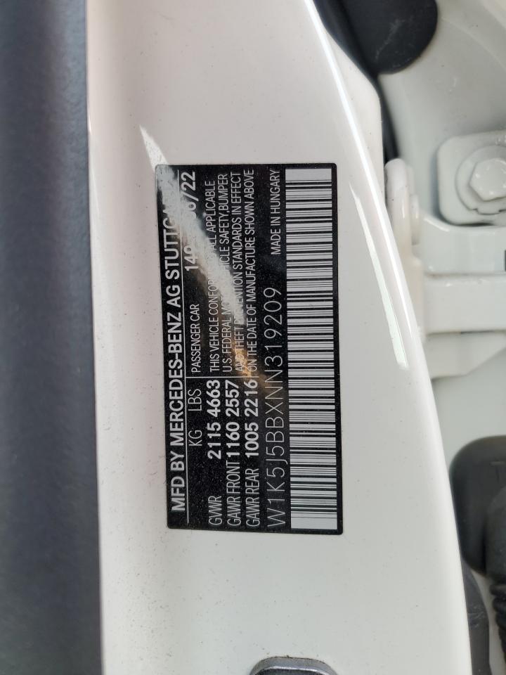 2022 MERCEDES-BENZ CLA AMG 35 4MATIC VIN:W1K5J5BBXNN319209