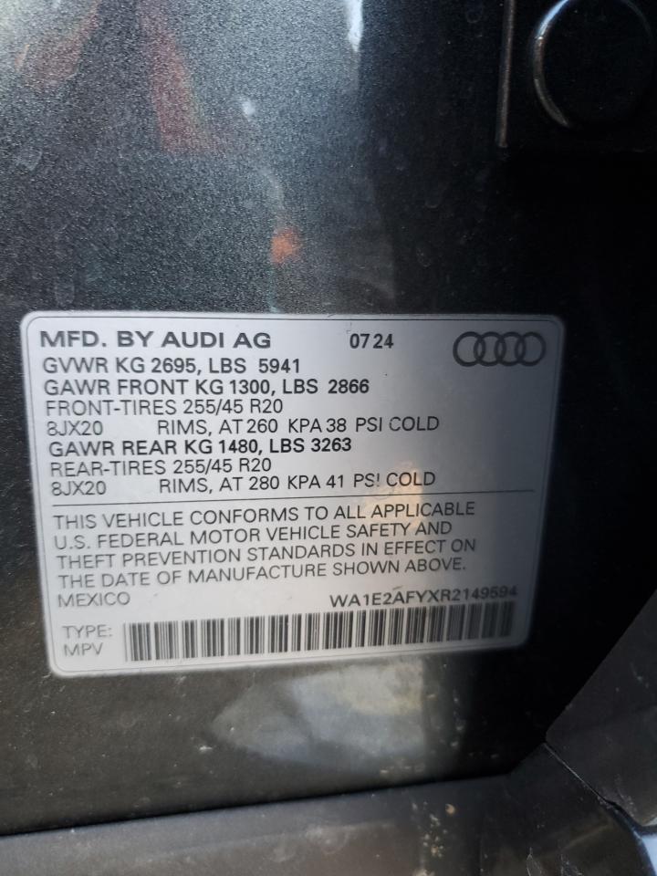 2024 AUDI Q5 E PREMIUM PLUS 55 VIN:WA1E2AFYXR2149594