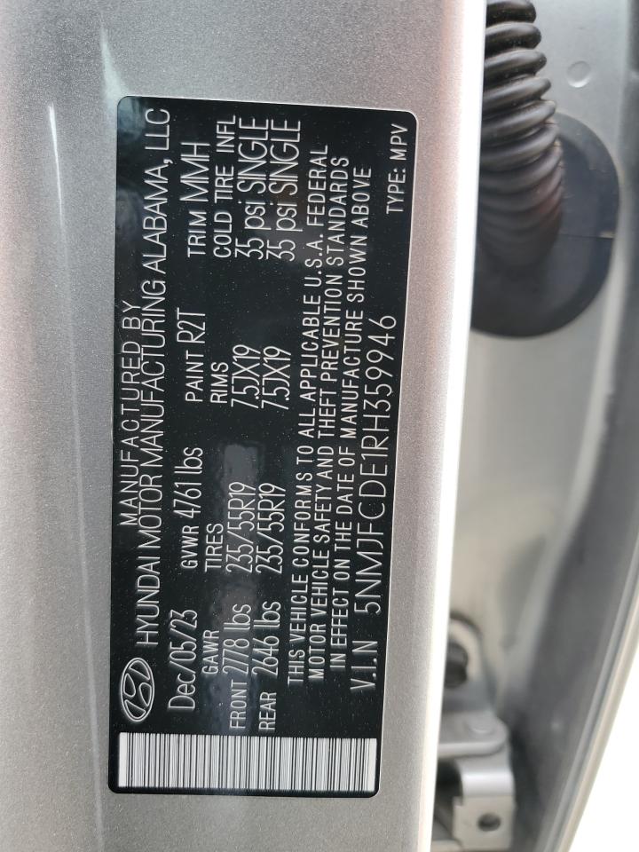 2024 HYUNDAI TUCSON SEL VIN:5NMJFCDE1RH359946