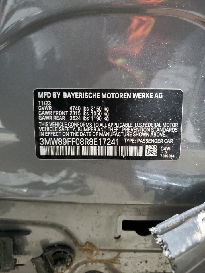 2024 BMW 330XI VIN:3MW89FF08R8E17241