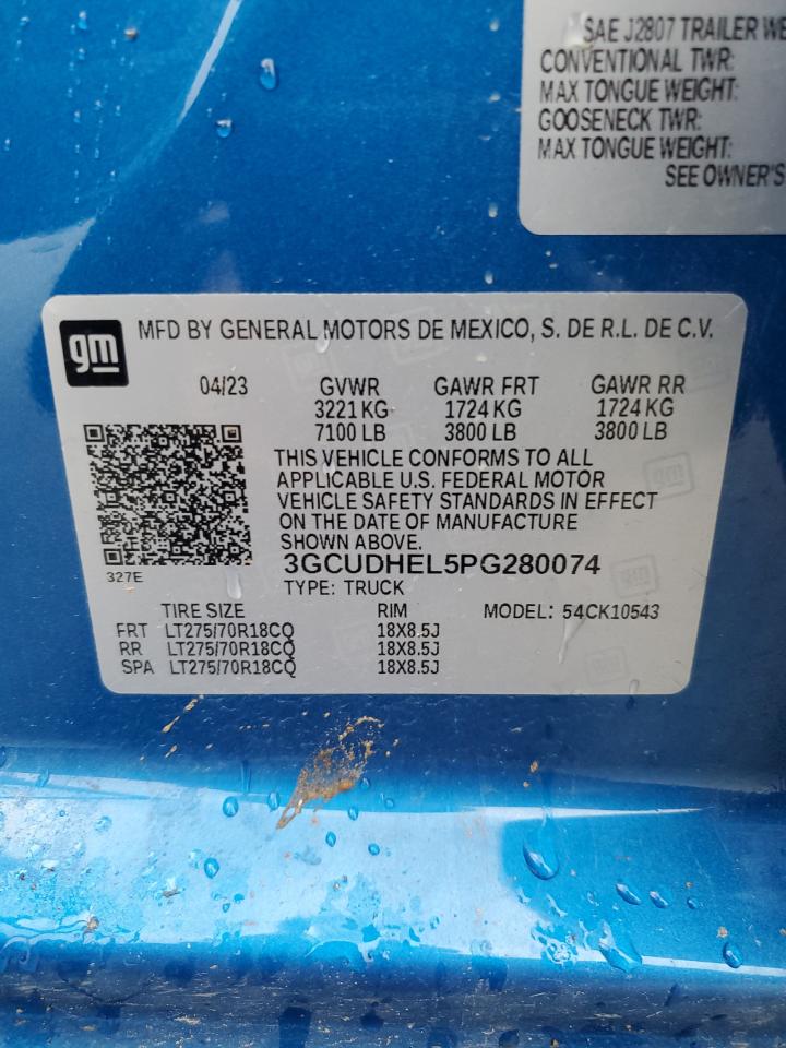 2023 CHEVROLET SILVERADO K1500 ZR2 VIN:3GCUDHEL5PG280074