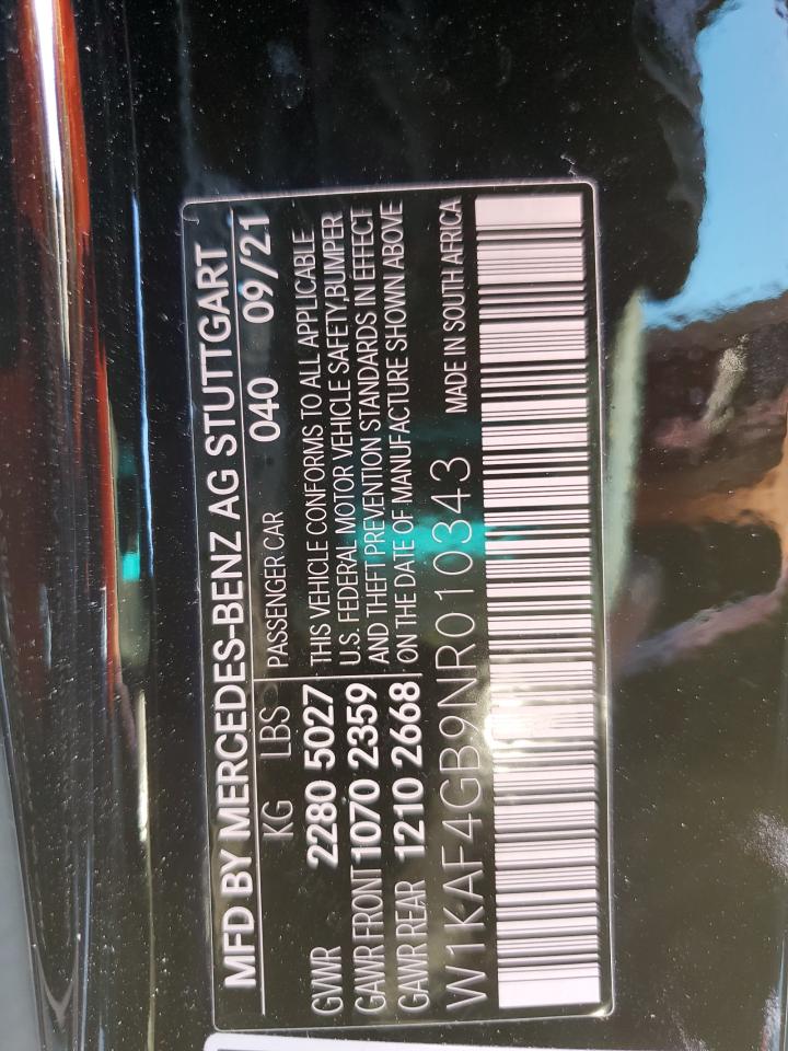 2022 MERCEDES-BENZ C 300 VIN:W1KAF4GB9NR010343