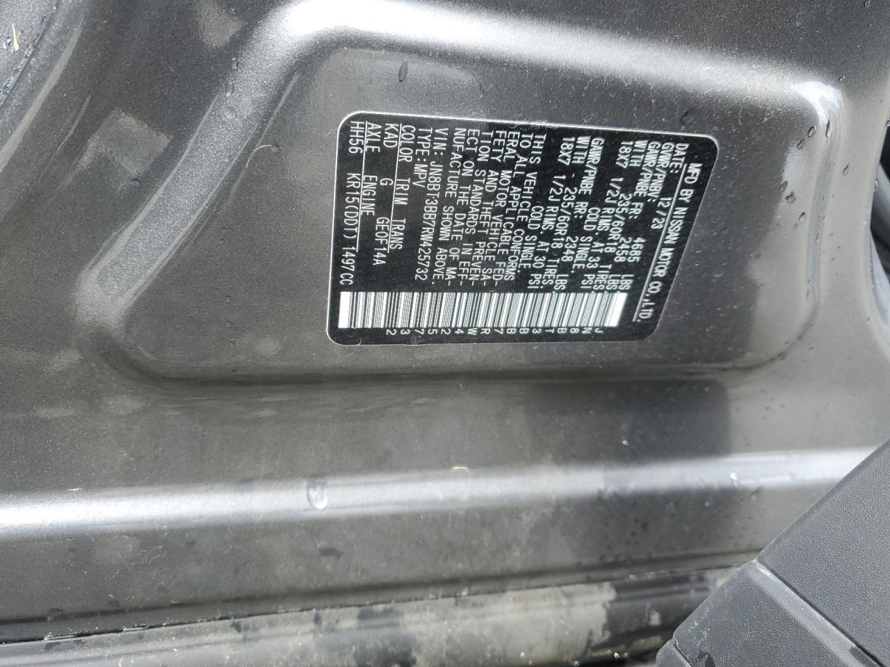 2024 NISSAN ROGUE SV VIN:JN8BT3BB7RW425732