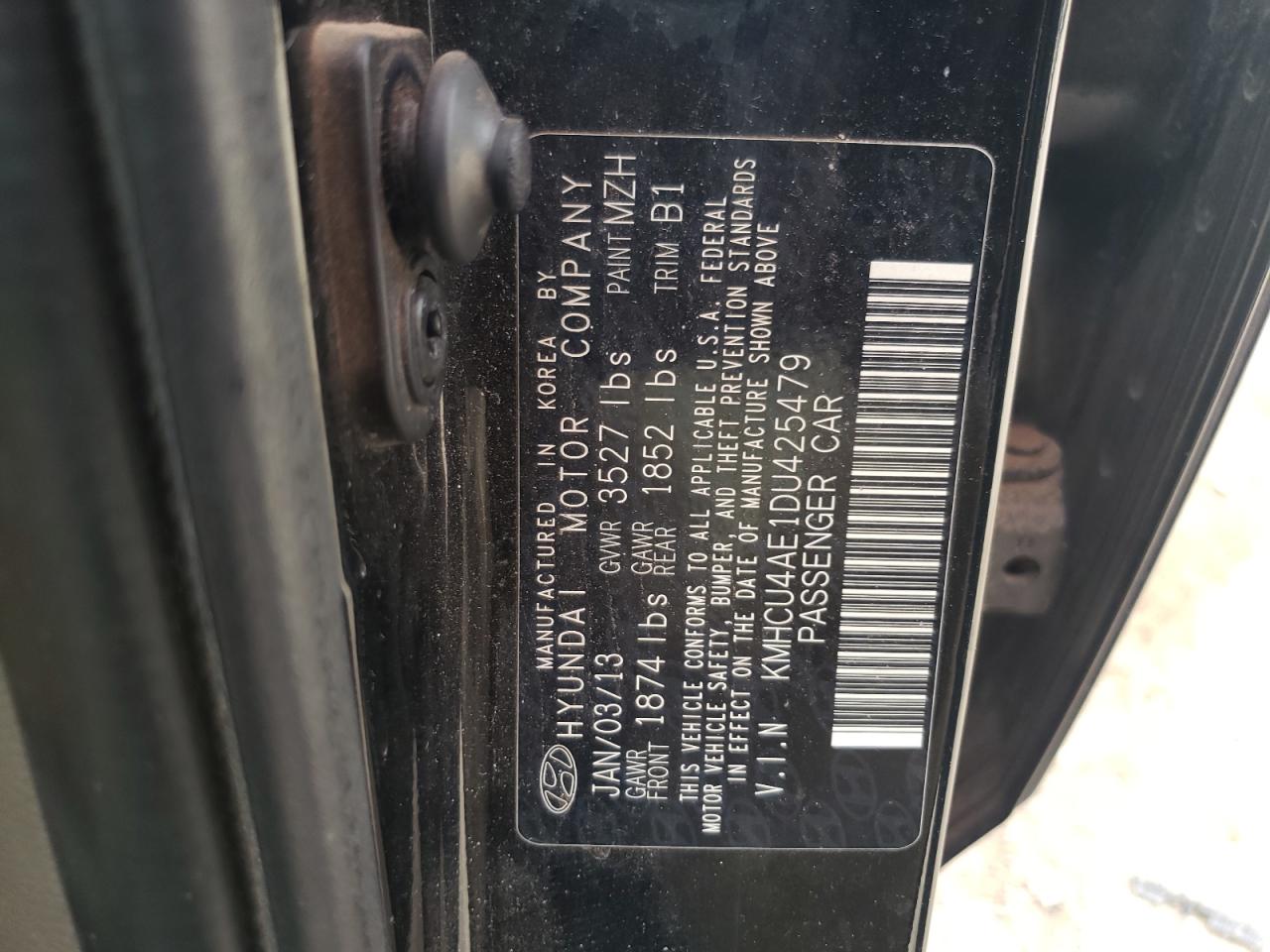 2013 HYUNDAI ACCENT GLS VIN:KMHCU4AE1DU425479