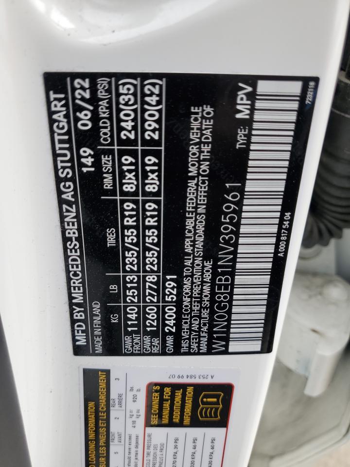 2022 MERCEDES-BENZ GLC 300 4MATIC VIN:W1N0G8EB1NV395961