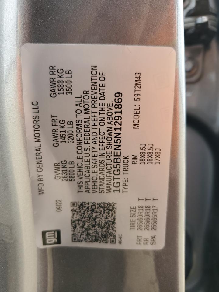 2022 GMC CANYON ELEVATION VIN:1GTG5BEN5N1291869