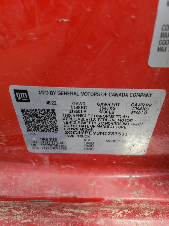 2022 CHEVROLET SILVERADO K2500 HEAVY DUTY LTZ VIN:2GC4YPEY3N1233531