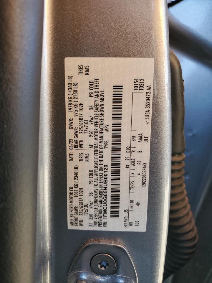 2022 FORD ESCAPE SE VIN:1FMCU0G65NUB00120