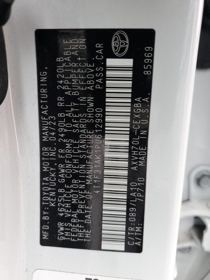 2023 TOYOTA CAMRY XLE VIN:4T1F31AK1PU612990