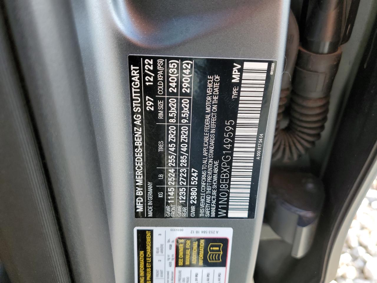 2023 MERCEDES-BENZ GLC COUPE 300 4MATIC VIN:W1N0J8EBXPG149595