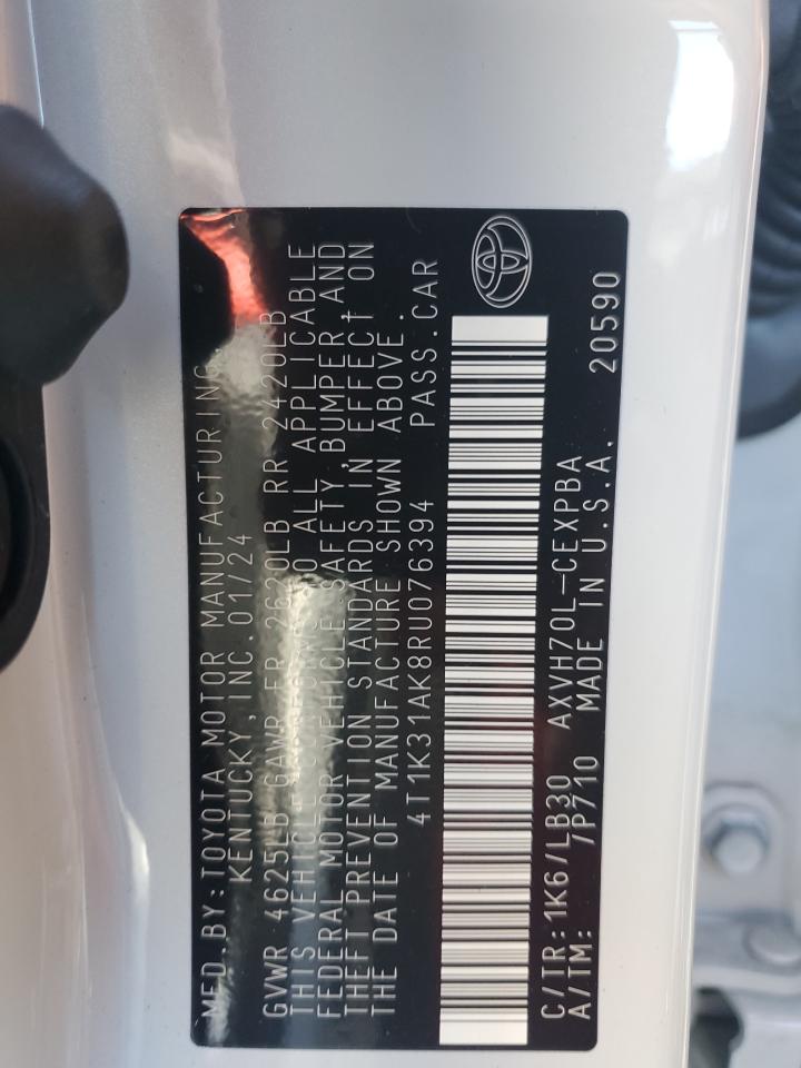2024 TOYOTA CAMRY XSE VIN:4T1K31AK8RU076394