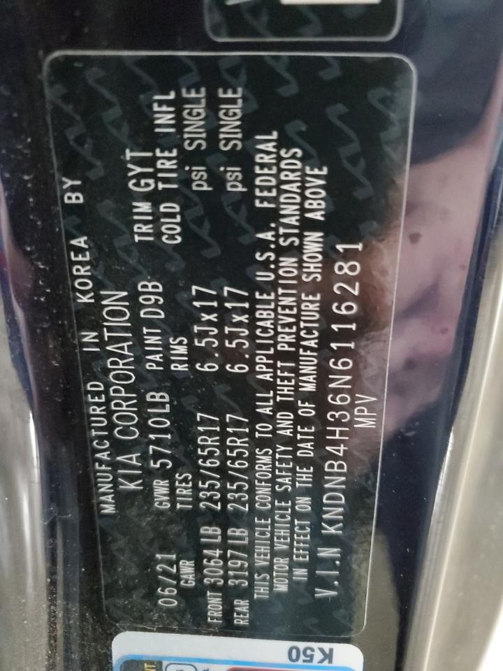 2022 KIA CARNIVAL LX VIN:KNDNB4H36N6116281