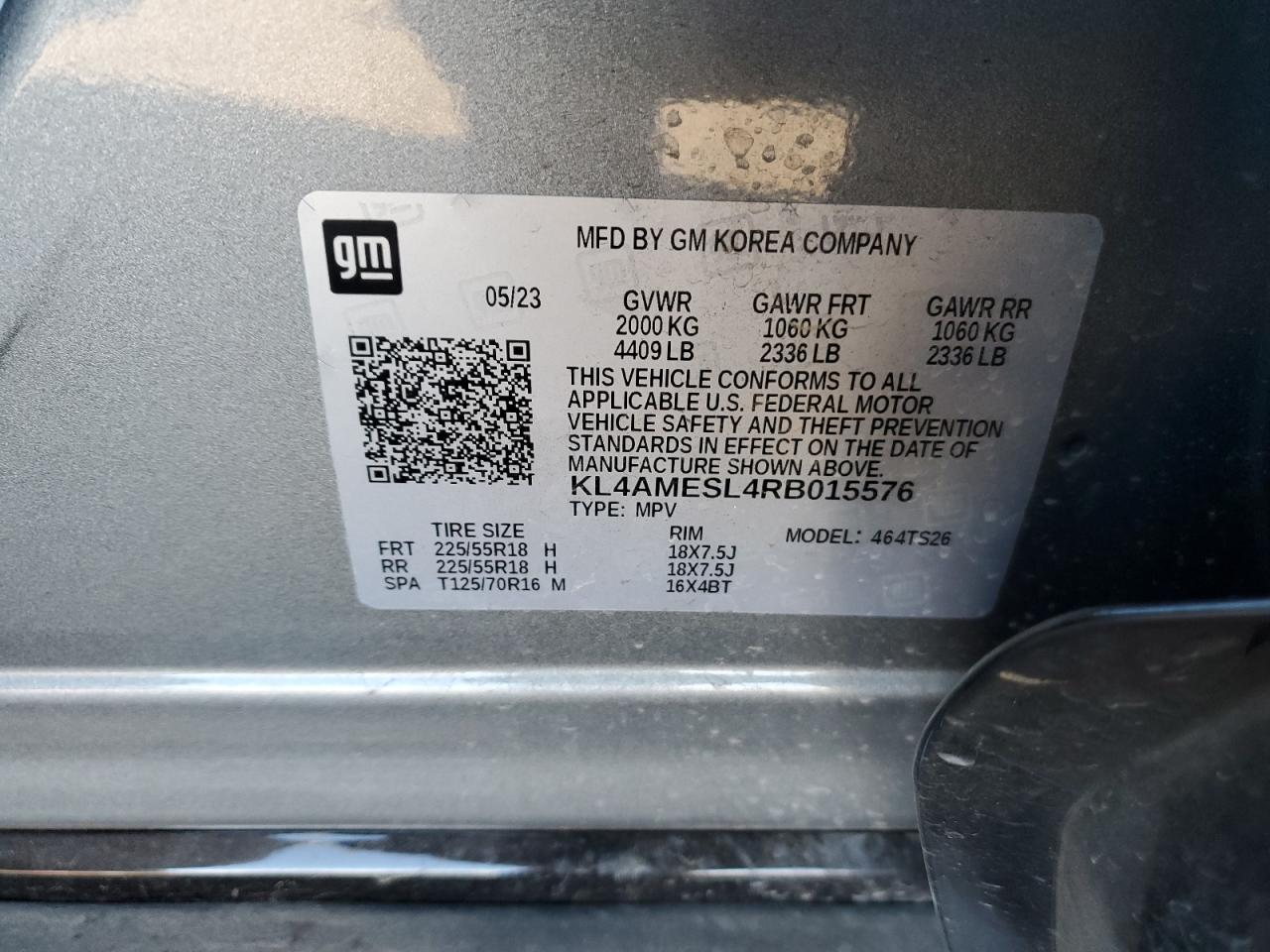 2024 BUICK ENCORE GX SPORT TOURING VIN:KL4AMESL4RB015576