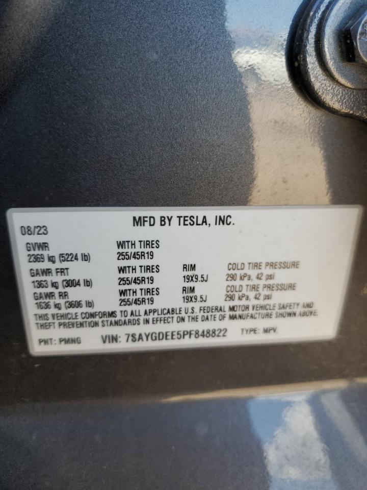 2023 TESLA MODEL Y VIN:7SAYGDEE5PF848822