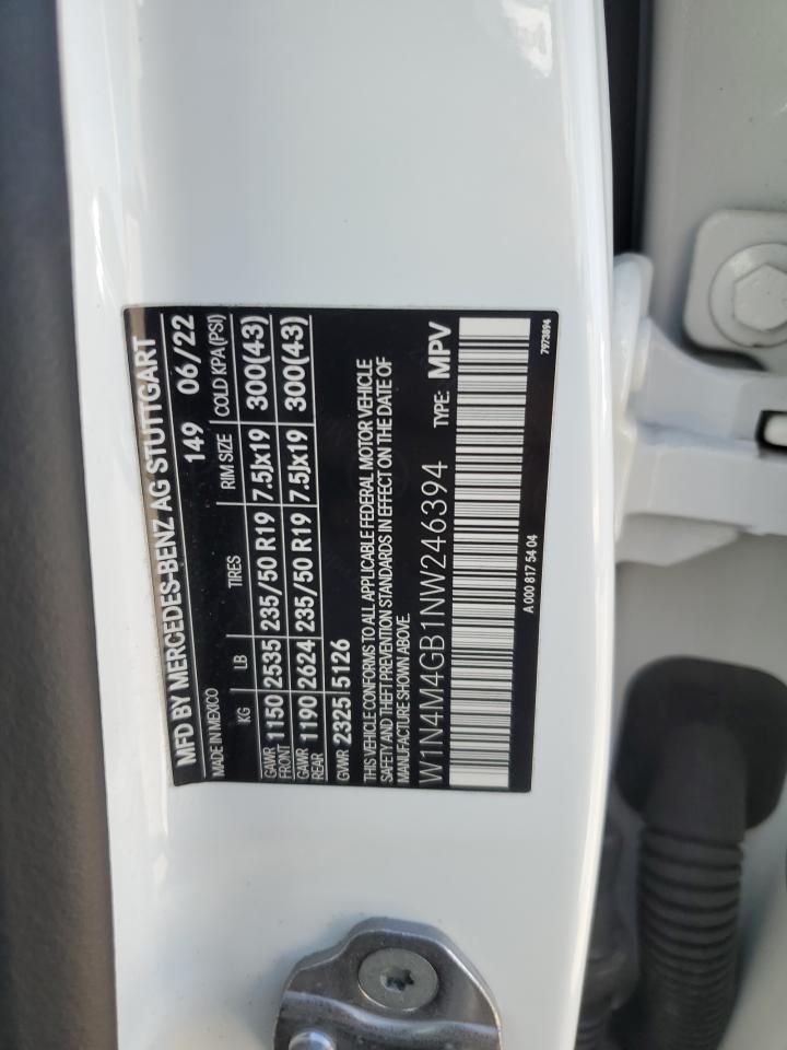 2022 MERCEDES-BENZ GLB 250 VIN:W1N4M4GB1NW246394