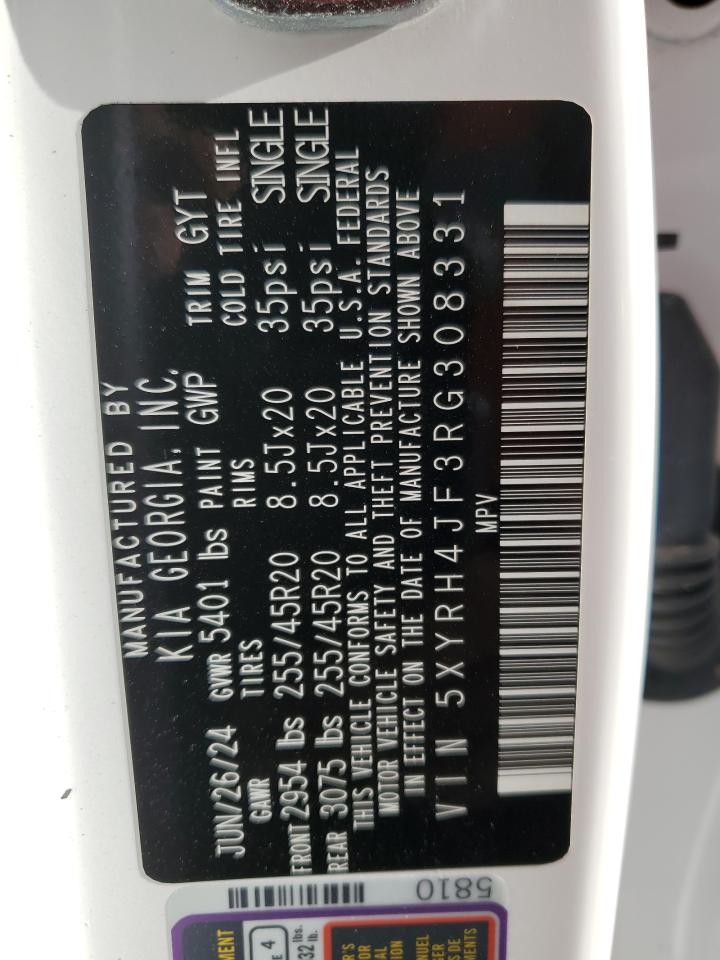2024 KIA SORENTO EX VIN:5XYRH4JF3RG308331