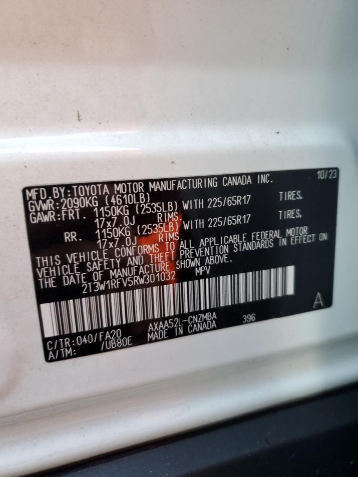 2024 TOYOTA RAV4 XLE VIN:2T3W1RFV5RW301032