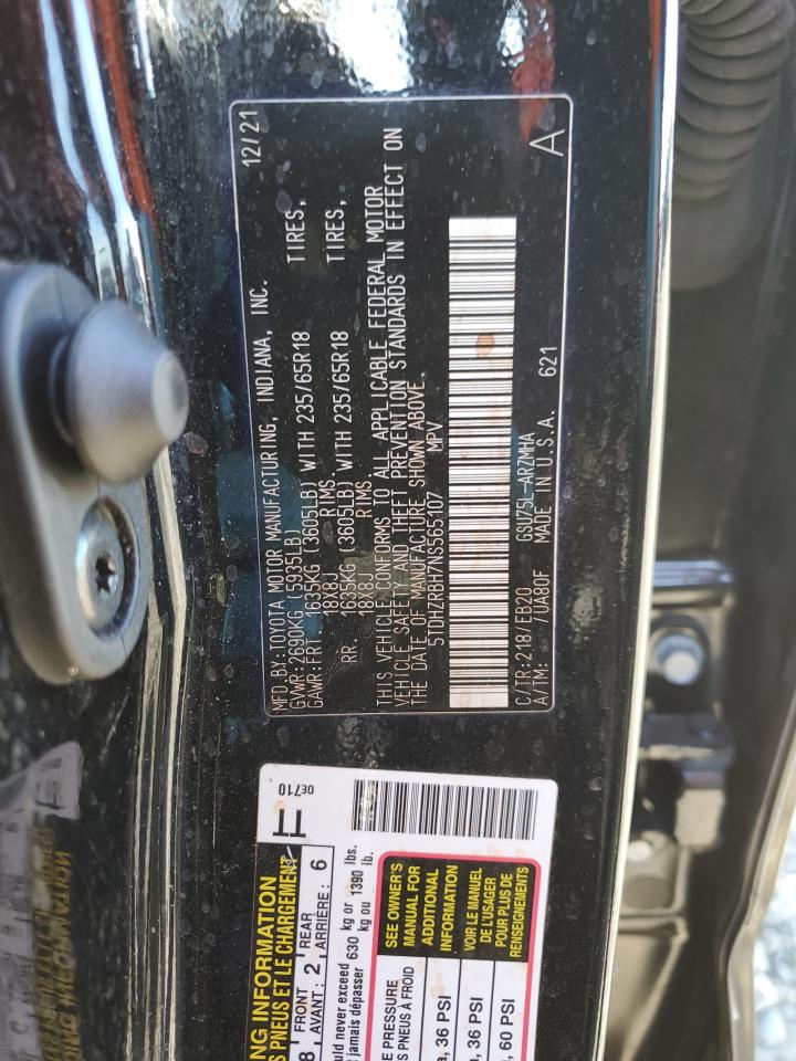 2022 TOYOTA HIGHLANDER XLE VIN:5TDHZRBH7NS565107