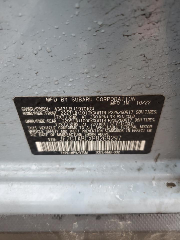2023 SUBARU CROSSTREK VIN:JF2GTABCXP8269297