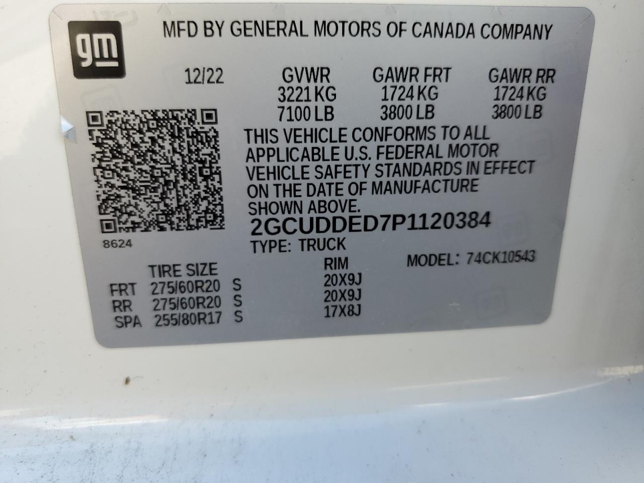 2023 CHEVROLET SILVERADO K1500 LT VIN:2GCUDDED7P1120384