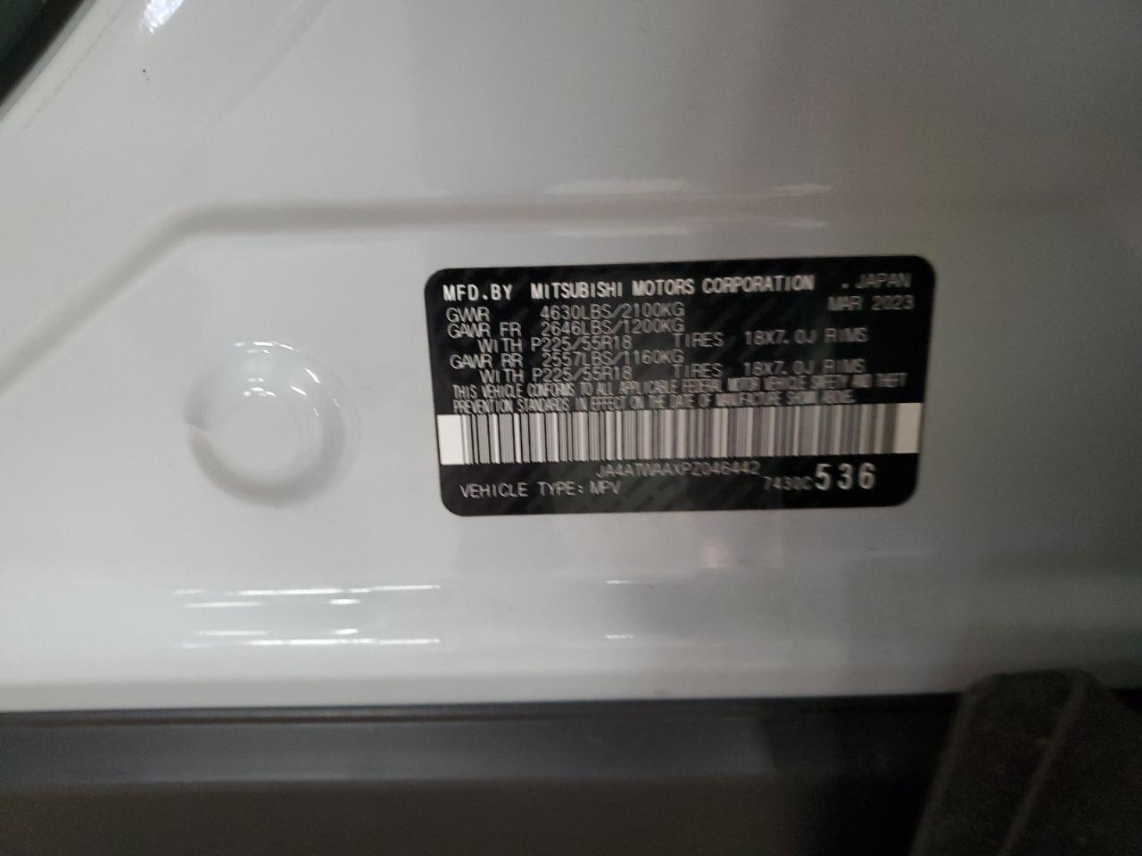 2023 MITSUBISHI ECLIPSE CROSS SE VIN:JA4ATWAAXPZ046442