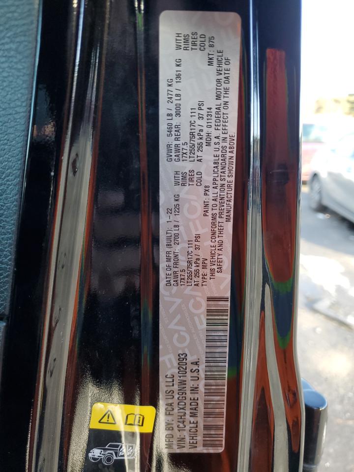 2022 JEEP WRANGLER UNLIMITED SPORT VIN:1C4HJXDG9NW102093