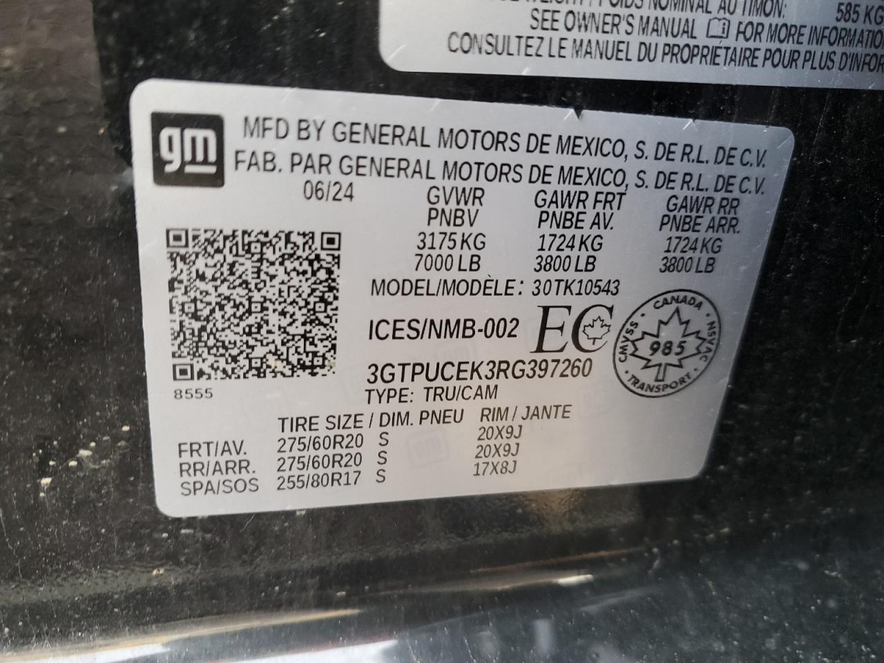 2024 GMC SIERRA K1500 ELEVATION VIN:3GTPUCEK3RG397260