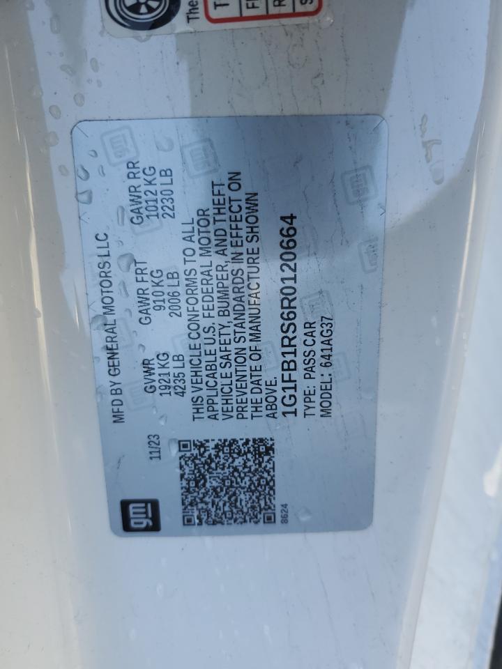 2024 CHEVROLET CAMARO LS VIN:1G1FB1RS6R0120664