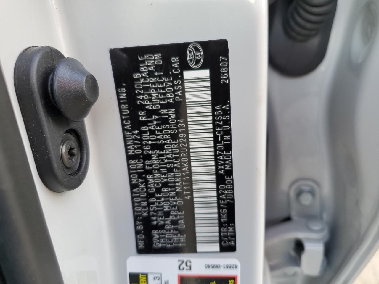 2024 TOYOTA CAMRY SE NIGHT SHADE VIN:4T1T11AK0RU229134