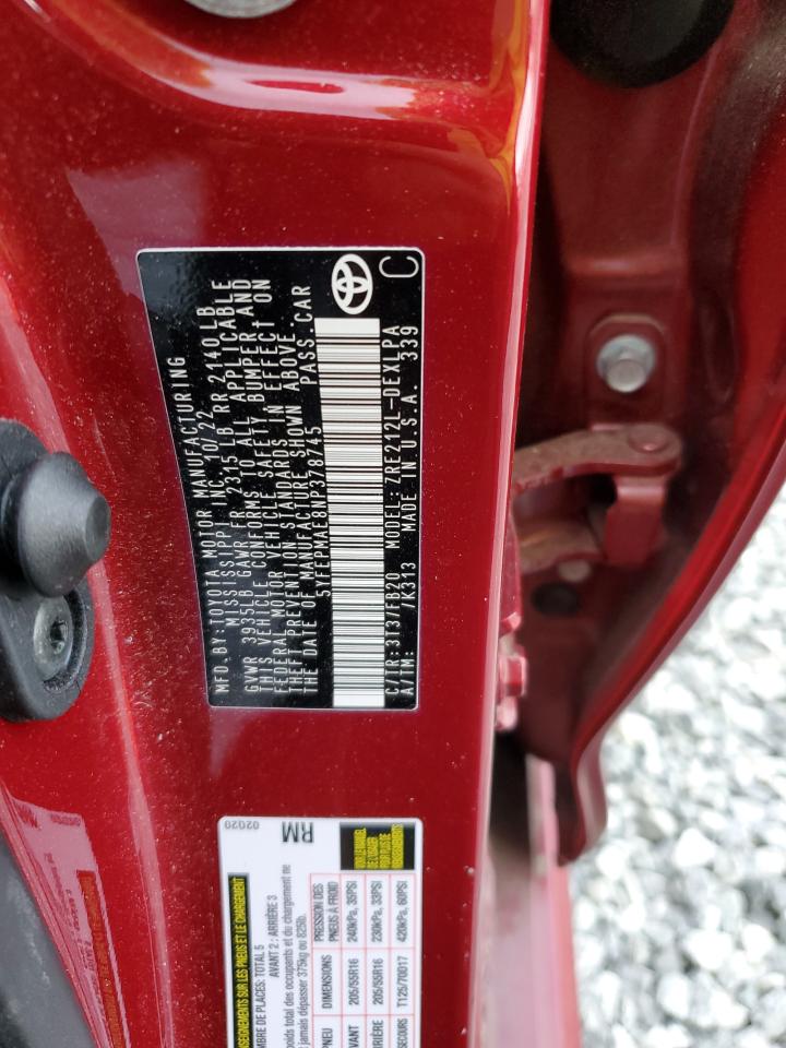 2022 TOYOTA COROLLA LE VIN:5YFEPMAE8NP378745