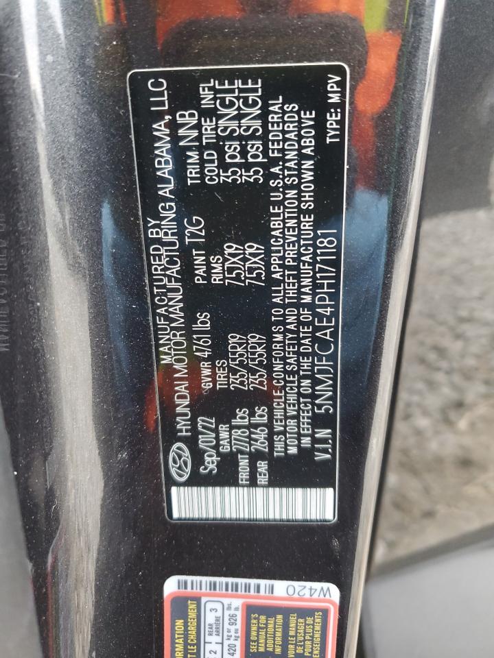 2023 HYUNDAI TUCSON SEL VIN:5NMJFCAE4PH171181