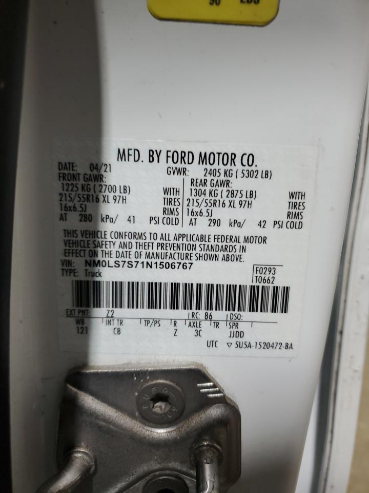 2022 FORD TRANSIT CONNECT XL VIN:NM0LS7S71N1506767