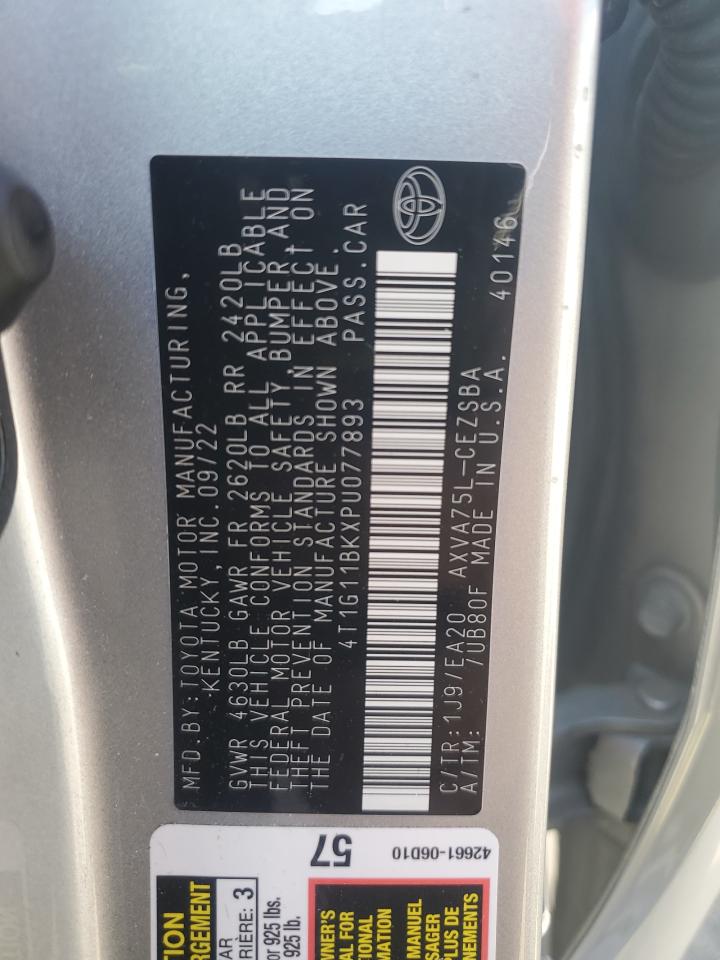 2023 TOYOTA CAMRY SE NIGHT SHADE VIN:4T1G11BKXPU077893