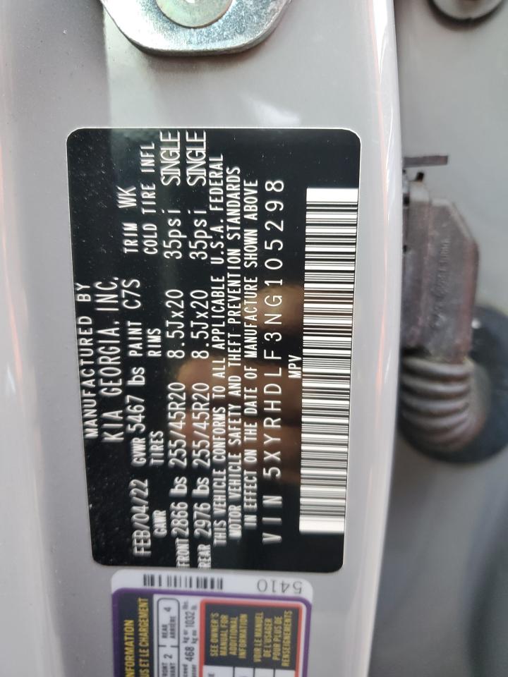 2022 KIA SORENTO EX VIN:5XYRHDLF3NG105298