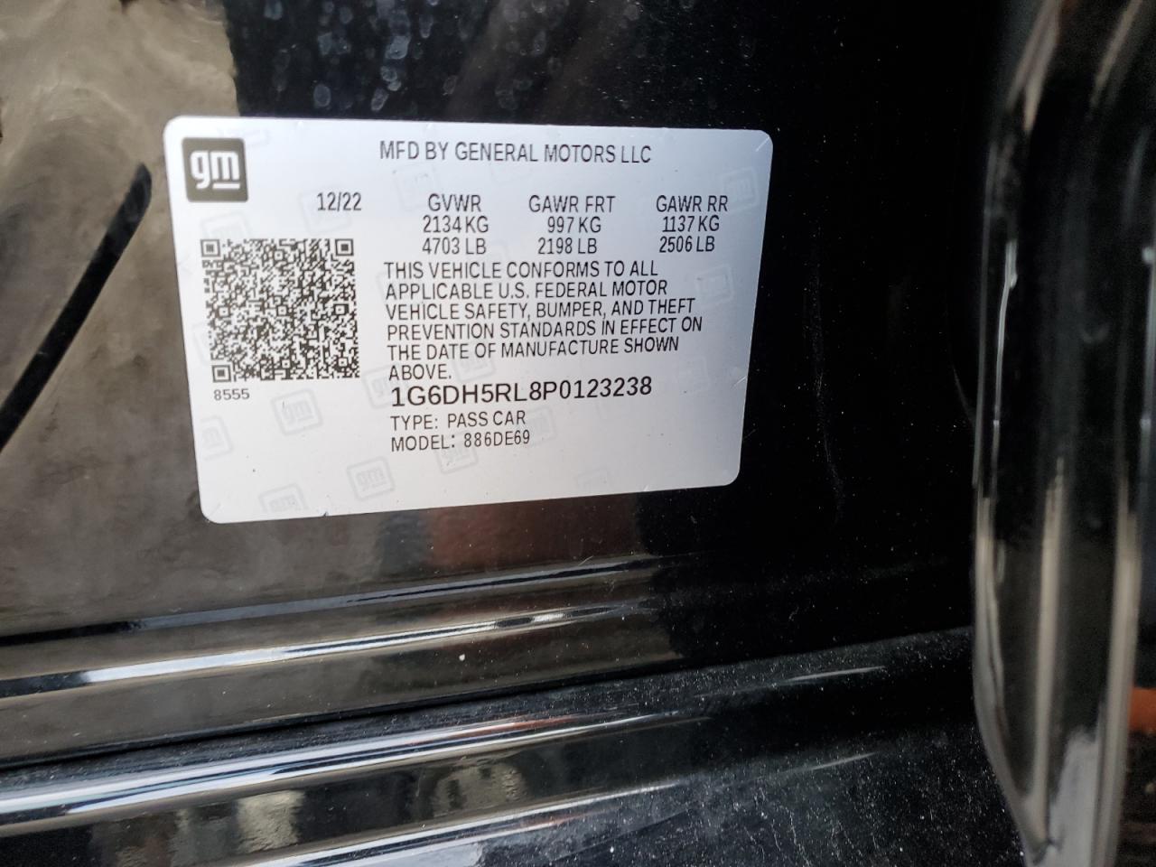 2023 CADILLAC CT4-V VIN:1G6DH5RL8P0123238