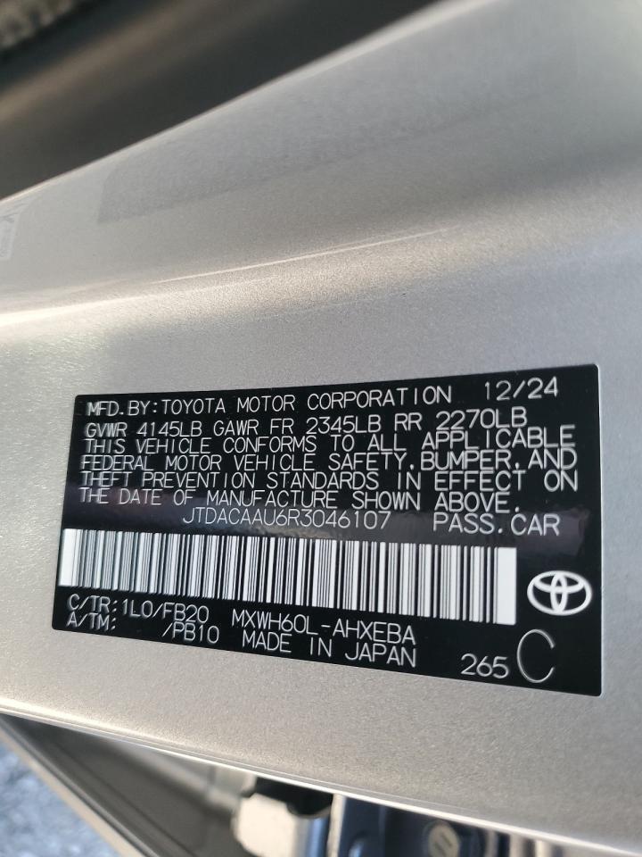 2024 TOYOTA PRIUS LE VIN:JTDACAAU6R3046107