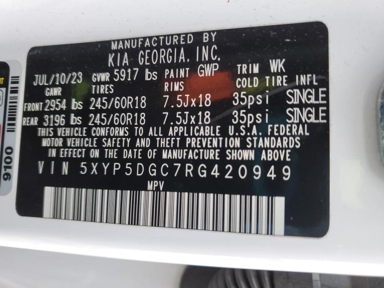 2024 KIA TELLURIDE SX VIN:5XYP5DGC7RG420949