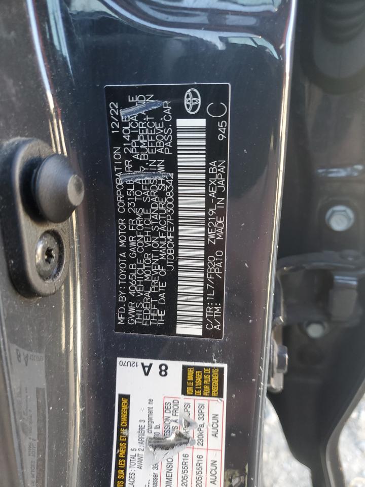 2023 TOYOTA COROLLA LE VIN:JTDBCMFE7P3008342
