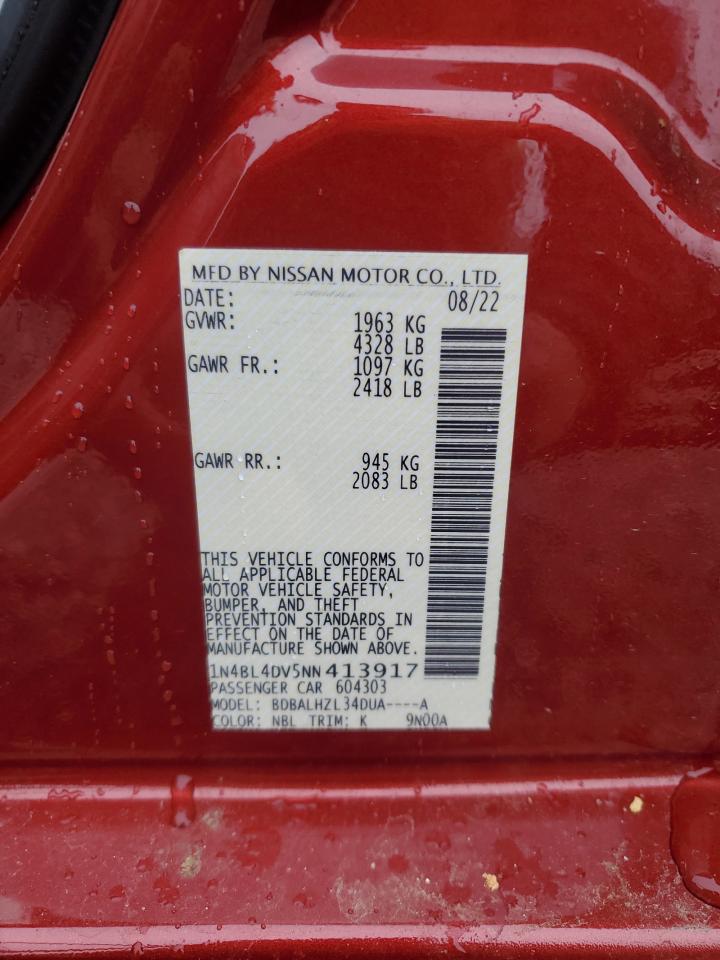 2022 NISSAN ALTIMA SV VIN:1N4BL4DV5NN413917