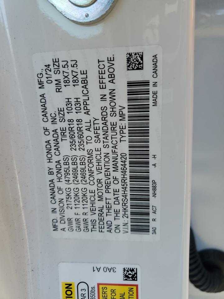 2024 HONDA CR-V EX VIN:2HKRS4H45RH464420