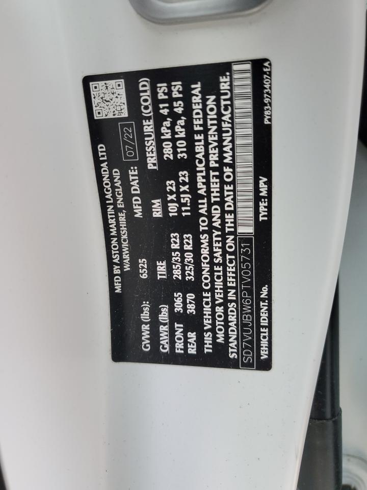 2023 ASTON MARTIN DBX 707 VIN:SD7VUJBW6PTV05731