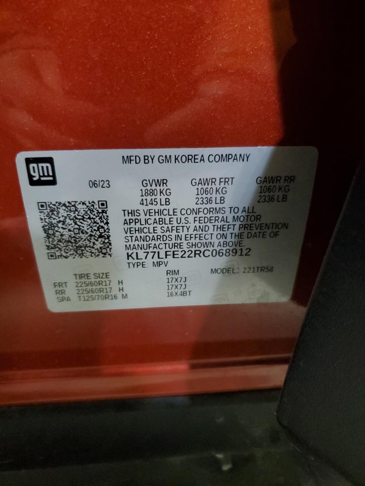 2024 CHEVROLET TRAX LS VIN:KL77LFE22RC068912