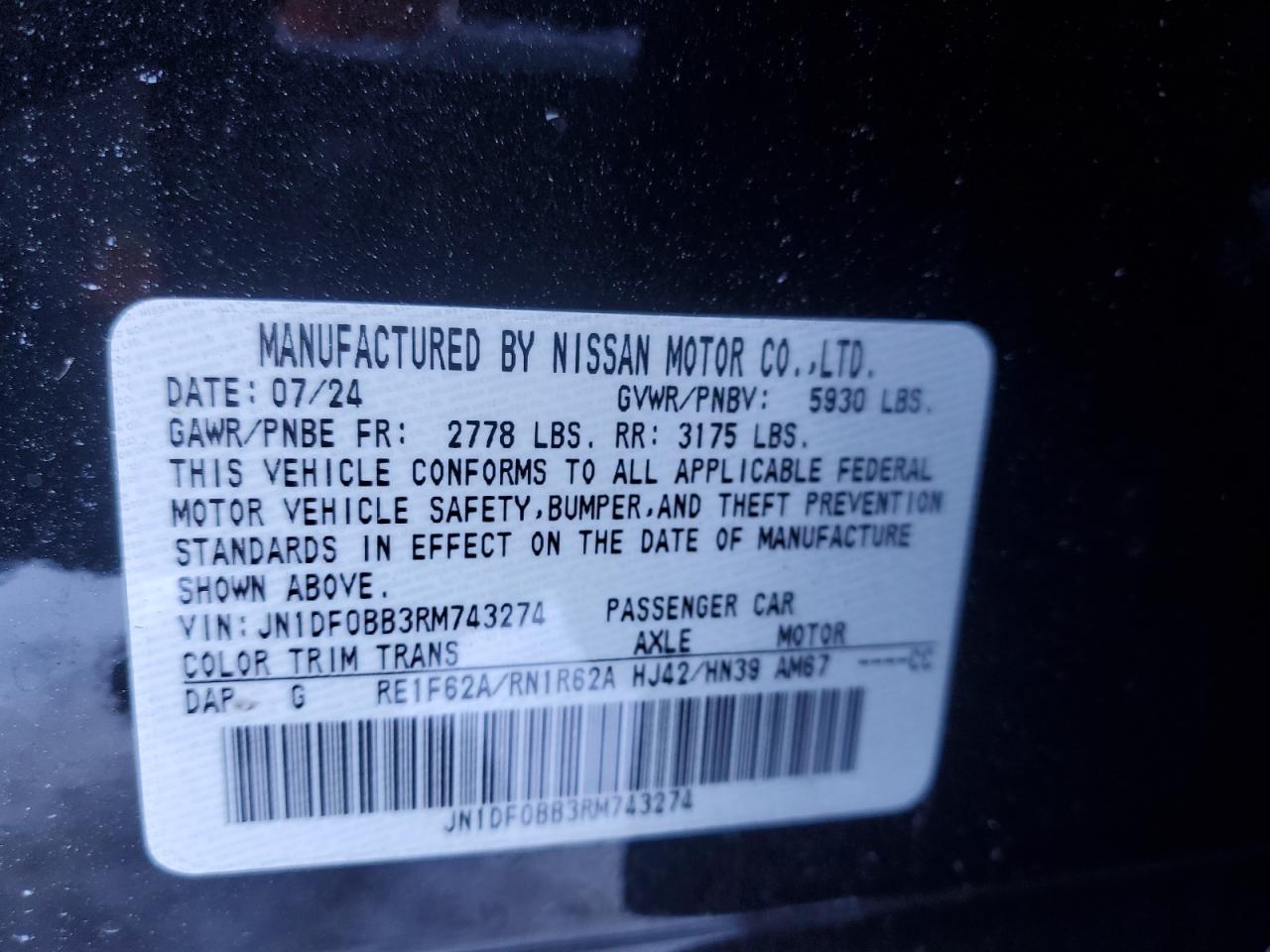 2024 NISSAN ARIYA EVOLVE+ VIN:JN1DF0BB3RM743274