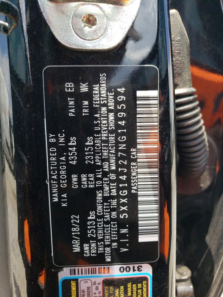 2022 KIA K5 LXS VIN:5XXG14J27NG149594