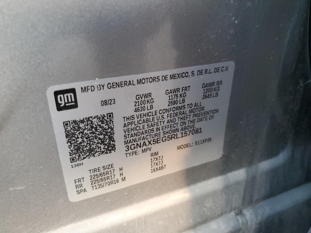 2024 CHEVROLET EQUINOX LS VIN:3GNAX5EG5RL157081