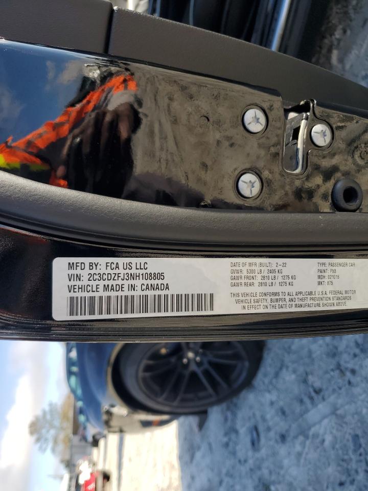 2022 DODGE CHALLENGER R/T SCAT PACK VIN:2C3CDZFJ3NH108805